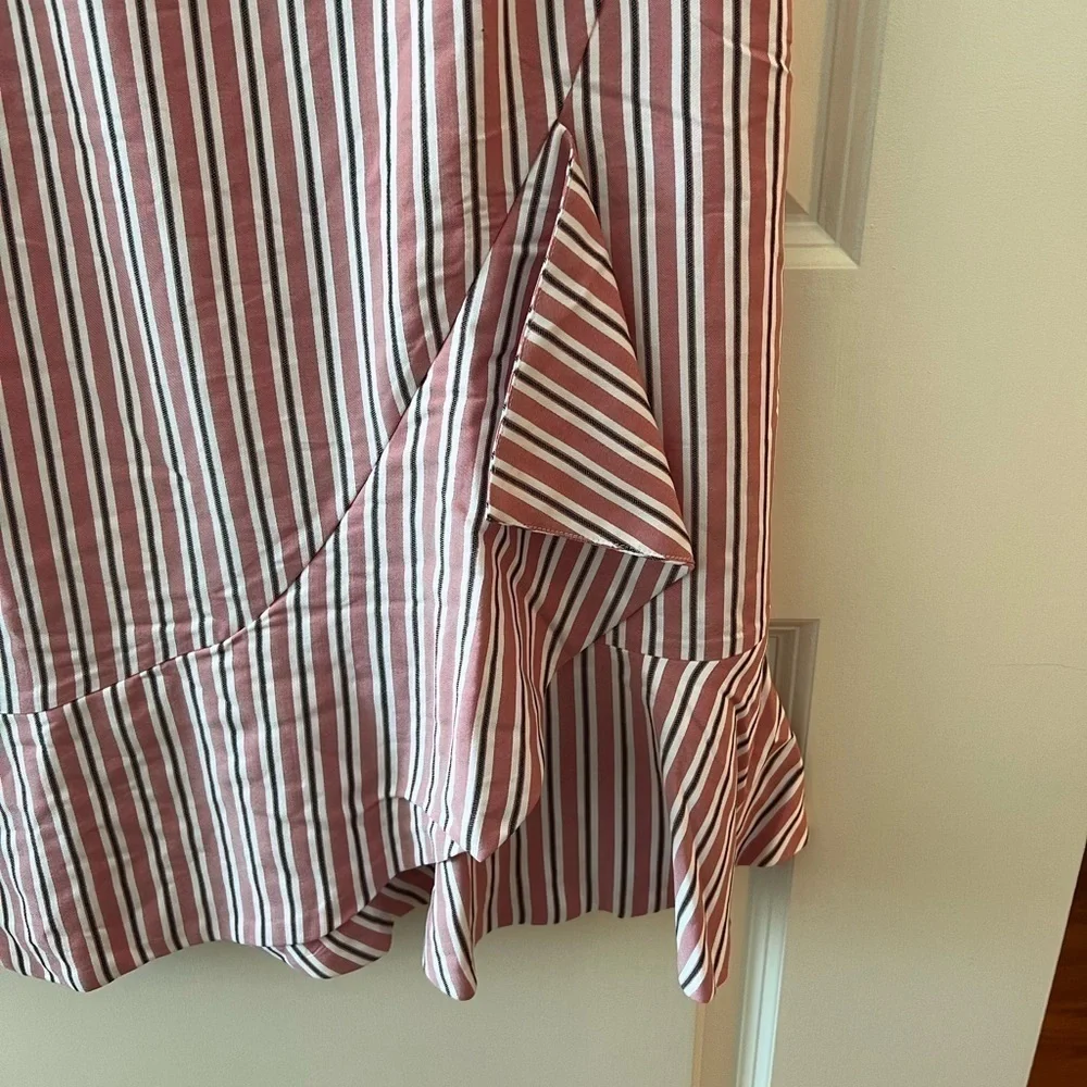 Ted Baker Corn Layered Striped Ruffle Hem Midi Pencil Skirt NWT